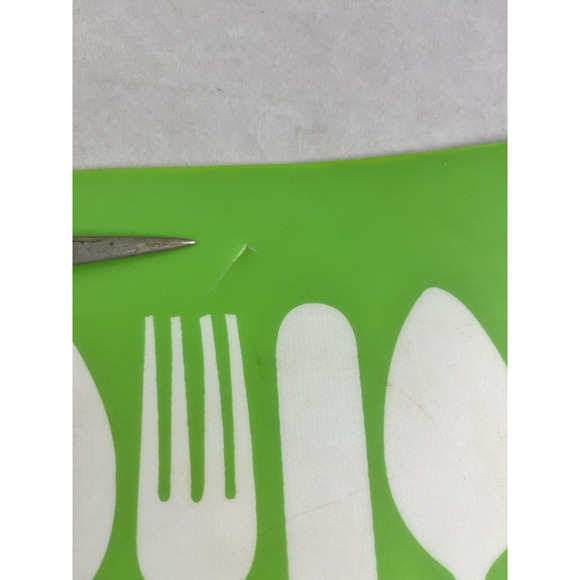 Graphic Cutlery Flatware Print Placemats 18 x 13 Lime Green 1960s 1970s Set of 4 - Picture 6 of 12